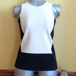 Madewell sleeveless black and white top XS